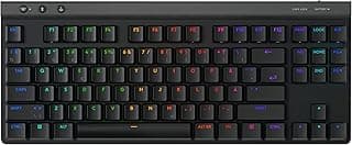 لوحة مفاتيح الألعاب اللاسلكية G515 لايت سبيد TKL منخفضة الارتفاع، إضاءة لايت سينك RGB، تصميم نحيف بدون مفاتيح أرقام، أغطية مفاتيح PBT، مفاتيح ميكانيكية لمسية، لوحة مفاتيح ITA QWERTY من لوجيتك G - أسود
