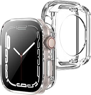 GQ 2 in 1 Waterproof Case for Apple Watch Series SE 6 5 4 40mm, Straight Edge PC Front & Back Bumper with Tempered Glass Screen Protector 360 Protective Cover for iWatch(Clear)