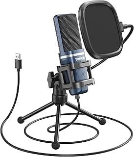 TONOR USB Microphone, Computer Condenser PC Gaming Mic with Tripod Stand & Pop Filter for Streaming, Podcasting, Vocal Recording, Compatible with Laptop Desktop Windows Computer, TC-777