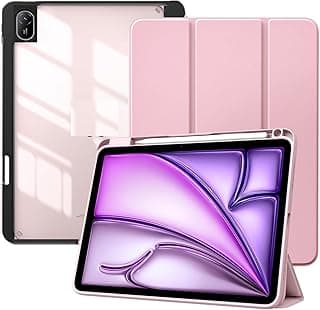 جراب لهواوي MatePad 11.5s 2025، جراب ذكي نحيف ثلاثي الطي مع مكان للقلم، غطاء خلفي شفاف (وردي)