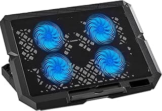 C4000 Laptop Cooling Fan - 17 Inch - 4 LED Fans with 2 USB Ports - Slim Design - Ergonomic and Practical - Thanks to Backlight
