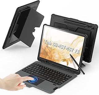 Galaxy Tab S7 Fe Case with Keyboard, 12.4" Samsung Galaxy Tab S8 Plus/S7 Plus 5G Case, Detachable Keyboard with Kickstand and Multi-Touch Trackpad, S Pen Holder