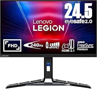 شاشة ألعاب ليجن R25f-30 من لينوفو، 24.5 بوصة FHD VA، معدل تحديث يصل إلى 280 هرتز، وقت استجابة 0.5 مللي ثانية ، تقنية ايه ام دي فري سينك بريميوم، مكبر صوت مدمج، أسود، 1920 x 1080