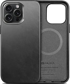 Next Store Premium Leather Mobile Phone Case Compatible with iPhone 15 Pro Max - Shockproof and Magnetic Charging Support - Premium Protection and Superior Performance with Stylish Design. (Black)