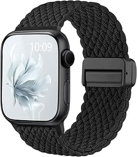 استيك ساعة Dl3 موبيلاك سبورت سولو لوب متوافق مع ساعة ابل 42mm 44mm 45mm 46mm 49mm للرجال والنساء، استيك مغناطيسي مضفر مرن لساعات ابل سيريس 11 10 9 8 7 6 5 4 3 الترا 3 2 1 SE SE2