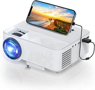 بروجكتور صغير مع خاصية عرض الشاشة، 6500 لومين Full HD 1080P بروجكتور مسرح منزلي مع شاشة 240 بوصة، يدعم HDMI/USB/AV/VGA