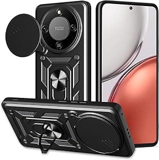 Honor x9d CamShield Shockproof Scratchproof Full Protection Case Attractive Design with Camera Cover and Metal Ring Multifunction for honor x9d cover (black)