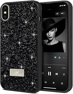Dl3 Mobilak Case For iPhone X/iphone XS Case Glitter, Sparkle Diamond Crystal Bling Case with Bling, Ultra Thin Lightweight Full Body Shockproof Anti-Scratch Protective Cover (Black)