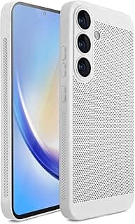 جراب لسامسونج Galaxy A26 5G، جراب تبريد مع حماية لعدسة الكاميرا، غطاء خلفي صلب PC مضاد للبصمات ومضاد للصدمات (أبيض)