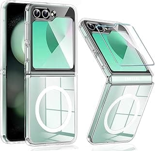 Magnetic Case for Samsung Z Flip 6,Compatible with Magsafe,Galaxy Z Flip6 Cover Front Screen Protector Flexible TPU + Hard PC Back Phone Case for Samsung Galaxy Flip 6 5G,Crystal Clear