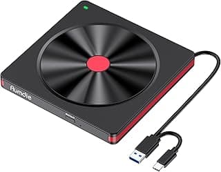 محرك أقراص DVD خارجي مع منفذ USB 3.0 نوع C، محرك أقراص خارجي لحرق أقراص CD وDVD تسجيل وقراءة +/-RW لأجهزة اللاب توب وأجهزة الكمبيوتر المكتبية وأجهزة ماك بوك وماك OS ويندوز 11/10/7/8.1 ولينوكس