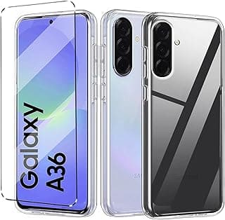جراب + 1 قطعة حماية شاشة زجاج مقوى متوافق مع سامسونج Galaxy A36 5G جراب حماية شفاف مقاوم للصدمات متوافق مع سامسونج Galaxy A36 5G