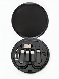 طقم كابل USB - شحن سريع ونقل بيانات متعدد الوظائف مع حافظة محولات لـ C و Lightning و Micro USB (قطعة واحدة)