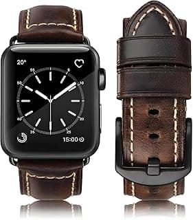 Compatible iWatch Band 38mm 40mm, Top Grain Leather Band Replacement Strap iWatch Series 4,Series 3,Series 2,Series 1,Sport, Edition