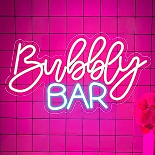 لوحة نيون Bar، إضاءة نيون وردي وأزرق للزينة، LED قابل للتعتيم يعمل بـ USB لغرف النوم والمقاهي والحفلات