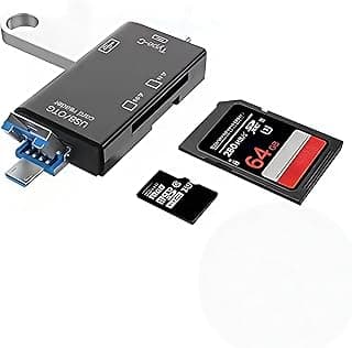قارئ كارت Micro SD، قارئ كروت متعدد 6 في 1 يدعم TF و USB-C، متوافق مع الكمبيوتر، هواتف أندرويد والتابلت، مع خاصية OTG لنقل البيانات والملفات بسهولة وسرعة