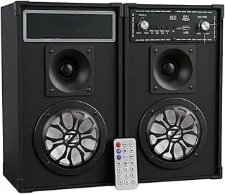 سماعات ZR4700 نظام ستيريو 2.0 قناة، صوت 20 وات Hi-Fi، بلوتوث، USB، SD/MMC، راديو FM مع ريموت كنترول، أسود