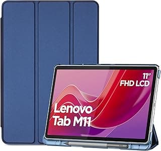 Smart Case for Lenovo Tab M11 11" 2024 TB330FU with Pen Holder, Slim Stand Tri-Fold Hard Shell Protective Tablet Cover Translucent Back Case Support Auto Wake/Sleep -Navy