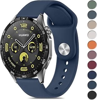 استيك Oumida متوافق مع هواوي GT 4 GT 3 46mm/GT 2 Pro 46mm/سامسونج Galaxy Watch 3 45mm، استيك رياضي بديل سيليكون ناعم 22 مم لهواوي GT 4 للرجال والنساء (أزرق كحلي)
