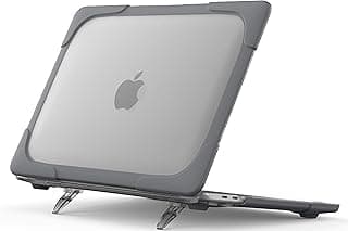 جراب ProCase لجهاز ابل MacBook Pro 13 بوصة 2023 M2، 2022 2020 M1 A2338/ A2289/ A2251، جراب صلب شديد التحمل مع غطاء حماية مزدوج الطبقات ومسند لجهاز MacBook Pro 13 بوصة - رمادي