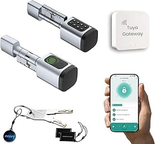 CL1X Smart Door Lock with Tuya App with WiFi Gateway – Fingerprint, Passcode, RFID and Key Access – Remote Unlock – Easy to Use and Install (Pearl Chrome, Tuya with Gateway)