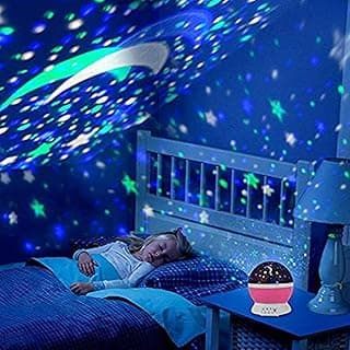 بروجيكتور سمارت بلمبات LED بتصميم ثلاثي الابعاد على شكل نجوم المجرة تزين سقف الحائط لديكور المنزل وغرفة النوم وحفلات الديسكو، بمنفذ USB وبطارية من بي ام ايكوم، متعدد الألوان
