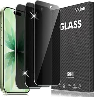 Tempered Glass Compatible with iPhone 17/17 Pro/16 Pro Anti-Spy Screen Protector, 3 Pieces protector HD Glass 9H Hardness Glass Bubble-Free Anti-Scratch