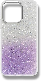 جراب لامع Glitter Bling، غطاء حماية شفاف TPU بتصميم براق لهاتف ايفون 11، جراب خلفي صلب شفاف (أبيض-بنفسجي، ايفون 11)