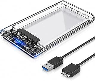 حافظة هارد ديسك 2.5 انش من وايزي لوبو - علبة خارجية للقرص الصلب - USB 3.0 ساتا للهارد ديسك SSD - بدون ادوات - شفاف