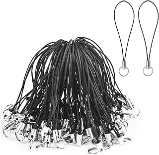100 PCS Phone Lanyard, Lariat Strap for Mobile, Split Ring Strap for Hanging Charms, USB Drive Keychain - Black