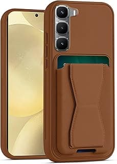 جراب محفظة جلد متوافق مع Infinix Hot 60 5G/Hot 60i، غطاء خلفي جلد مع إطار TPU، جراب حماية ضد الصدمات مع حامل كروت (بني)