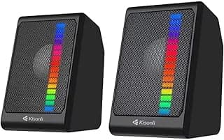 مكبر صوت كيسونلي X13-LIGHT USB صغير مبتكر للكمبيوتر والموبايل بصوت قوي ونقي مع إضاءة - ار جي بي - أسود