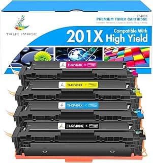خرطوشة حبر بديلة ترو ايمدج متوافقة مع طابعة اتش بي 201A 201X CF400X CF400A كولور برو MFP M277dw M252dw M277c6 CF401X CF402X CF403X M252 M277، لون أسود سيان/ أصفر ماجنيتا، عبوة من 4 قطع