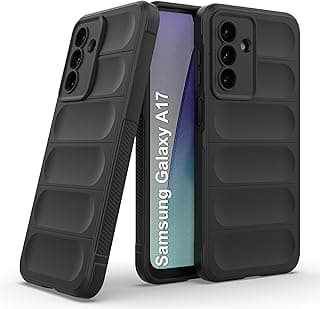 Silicone Case for Samsung Galaxy A17 4G / 5G Heavy Duty Protective Case [Slim Fit] Shockproof Soft Flexible Protective Design Shock-Absorption TPU Cover With Camera Protection (Black)