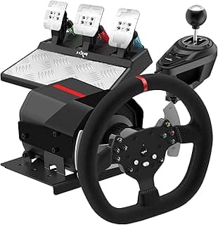 PXN Force Feedback Steering Wheel Gaming, V10 Racing Wheel 270/900 Degree with Adjustable Linear Pedals and 6+1 Shifter Gaming Racing Steering Wheel for PC, Xbox One, Xbox Series S/X, PS4