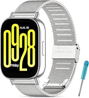 سوار معدني متوافق مع Redmi Watch 5 Active/Redmi Watch 5 Lite، سوار بديل من الستانلس ستيل قابل للتعديل 22 مم