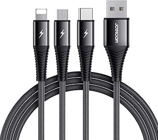 كابل شحن متعدد، مجدول من النايلون 3 في 1، كابل شحن سريع بمنفذ Type-C، مايكرو USB ومنفذ ايفون، متوافق مع جميع الهواتف المحمولة