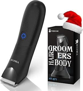 Electric Body Trimmer and Shaver for Men, Body Groomer for Groin&Ball w/Light, Pubic Hair Trimmer Replaceable Ceramic Blade IPX7 Waterproof Wet/Dry, Lightweight Male Razor USB Type-C Charging