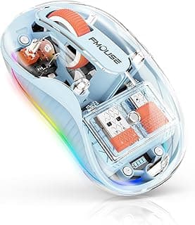 فوس ماوس لاسلكي للكمبيوتر واللاب توب والكمبيوتر المكتبي، ماوس صامت مع اضواء RGB، ماوس بلوتوث 5.1، بلوتوث مزدوج + USB ونوع C 2.4G 2400 نقطة لكل بوصة، ماوس شفاف للمنزل والمكتب