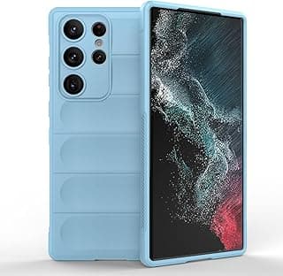 جراب موبايل Magic Shield من السيليكون وTPU مضاد للصدمات متوافق مع سامسونج Galaxy S23 Ultra (أزرق فاتح)