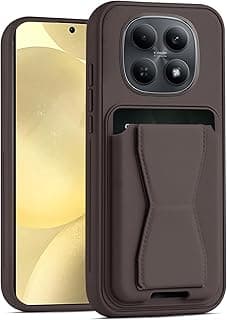 جراب محفظة جلد متوافق مع شاومي Redmi Note 15 Pro 5G، غطاء خلفي جلد مع إطار TPU، جراب حماية ضد الصدمات مع حامل بطاقات (بني داكن)