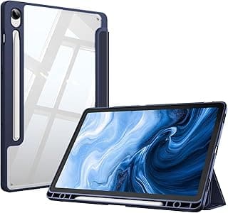 فاينتي حافظة هايبرد رفيعة لجهاز سامسونج جالكسي تاب S9 11 انش موديل 2023 SM-X710 X716B X718U مع حامل قلم S غطاء مضاد للصدمات غلاف خلفي شفاف خاصية التنبيه السكون التلقائي كحلي البولي يوريثين الحراري
