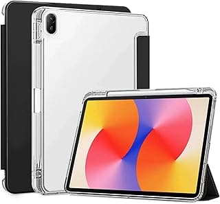 غطاء متوافق مع هواوي MatePad SE 11 بوصة 2024 مع حامل قلم، غطاء TPU نحيف وخفيف الوزن مضاد للصدمات مع ظهر سيليكون شفاف (أسود)