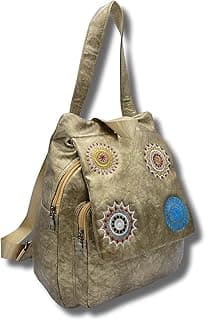 AYSLE 1620 Women’s Backpack & Top Handle Leather Bag | Elegant Circular Embroidery Design | Premium Leather | Large & Versatile | 12 Colors Available | 35×29×13CM