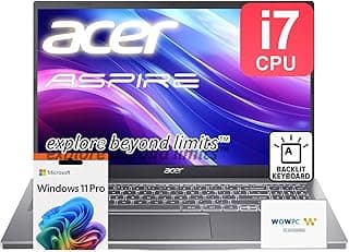 ايسر لابتوب اسباير بريميوم 15.6 انش بمعالج انتل كور i7-1255U حتى 4.7GHz وRAM 40GB وSSD PCIe 1TB وكيبورد باضاءة خلفية FHD وواي فاي 6 وبطاقة عرض مرئي ايرس Xe وكاميرا ويب وويندوز 11 برو ومنفذ USB