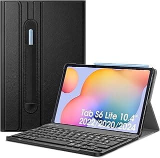 فاينتي حافظة كيبورد لجهاز سامسونج جالكسي تاب S6 لايت 10.4 2022/2020 SM-P610/P613/P615/P619 - حافظة كيبورد مع كيبورد الماني مغناطيسي قابل للازالة، اسود