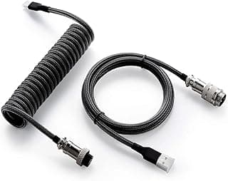 Custom Coiled USB C Cable for Gaming Keyboard, Double-Sleeved Mechanical Keyboard Cable with Detachable Metal Aviator, 3Meters USB-C to USB-A