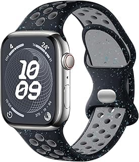 حزام رياضي Upeak متوافق مع ساعة ابل 45mm 44mm 42mm 49mm 40mm 41mm 38mm، سوار سيليكون معاد تدويره جيد التهوية برقائق ملونة، لساعة iWatch Ultra 2 SE Series 9 8 7 6 5 4 3 2 1