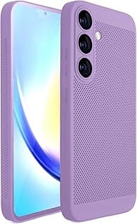 Case For Samsung Galaxy A17 5G Heat Dissipation Case with Built-in Camera Lens Protector Slim Fit Breathable Cooling Anti-Fingerprint Hard PC Back Shockproof Cover (Light Purple)