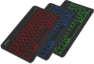 Universal Backlit 7-Colors Ultra Light Slim Portable Wireless Bluetooth 3.0 Keyboard for iOS iPad Pro, Air, Mini, Android, Windows Tablets PC Smartphone Built in Rechargeable 6-Month Battery